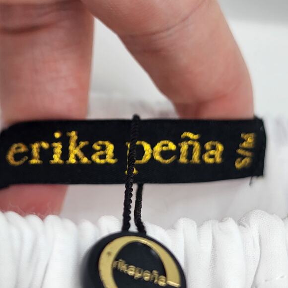 Erika Pena Rita Short Pockets Boho Off Shoulder Ruffle White Dress Size S/M - Picture 5 of 7